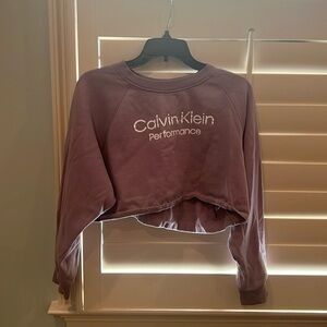 calvin klein cropped purple sweatshirt